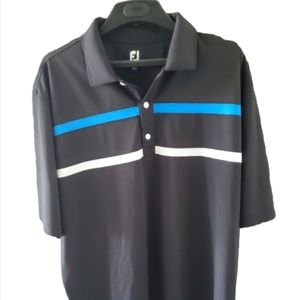 Mens FJ FOOTJOY Golf Polo Size XL Black Stripe Size XXL